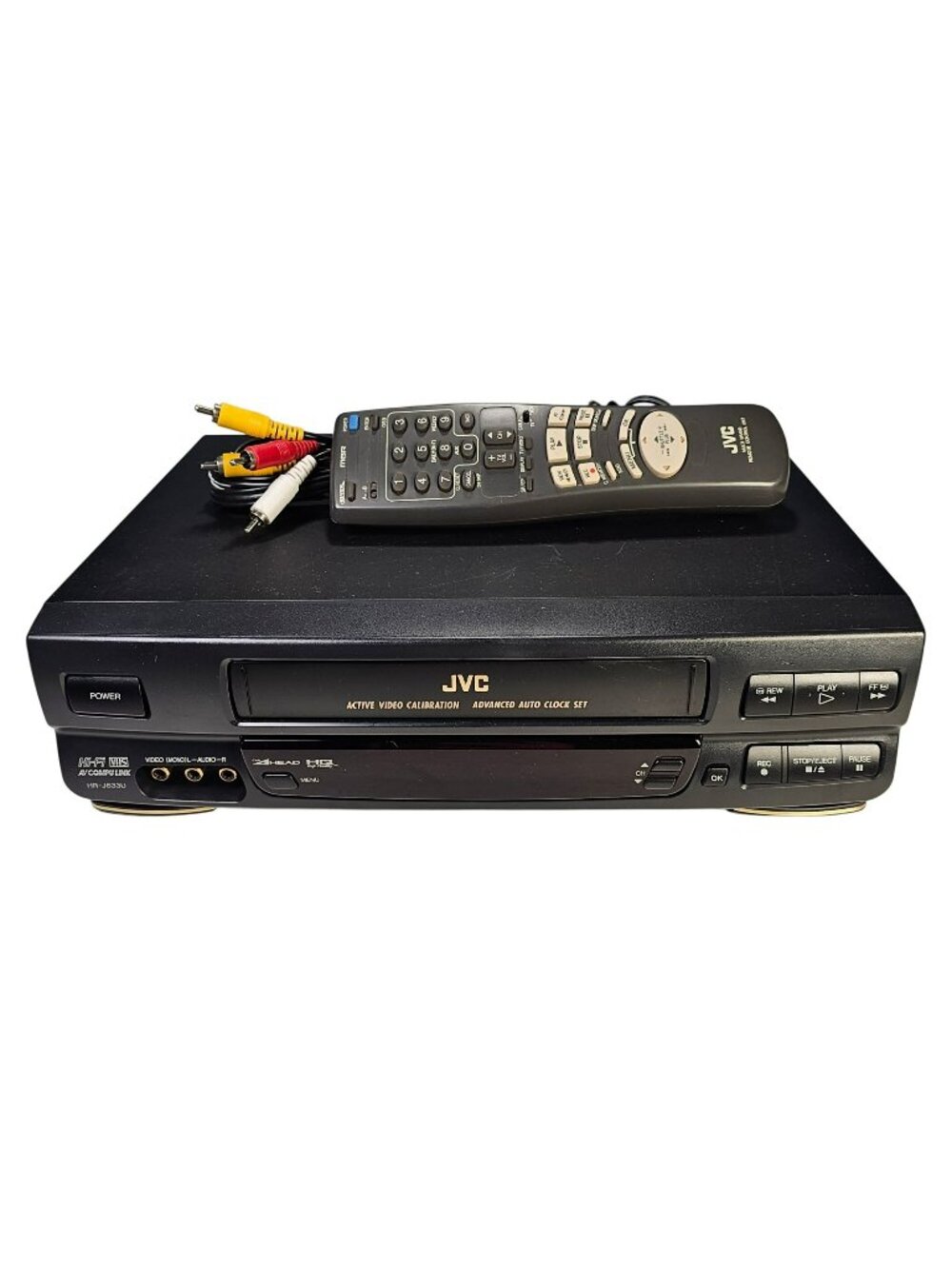 JVC HR-J633U Hi-Fi 4-Head HQ VCR with Remote Control & AV Cables - Tested